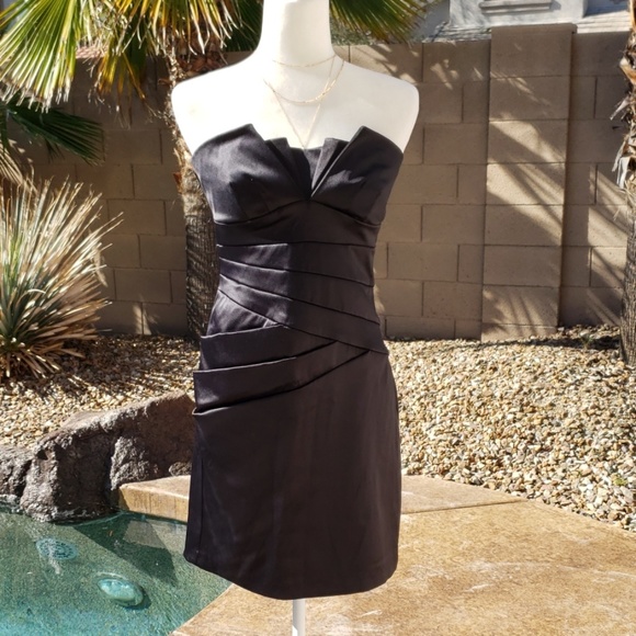 Teeze Me Dresses & Skirts - Black Strapless Satin Dress